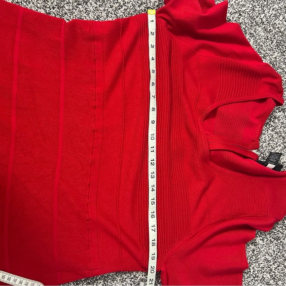 Lane Bryant 14/16 Red Ribbed Fit & Flare Sweater Dress Short Sleeve Scoop Neck - Picture 7 of 8